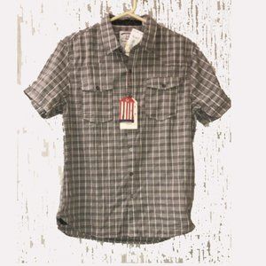 Thread And Cloth Gray Plaid Shortsleeve Shirt Mens